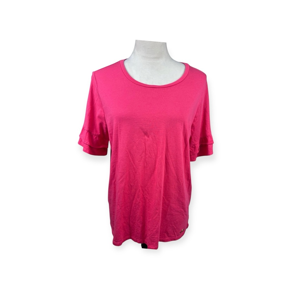 Michael Kors pink short sleeve top with ruffle sleeves size XL